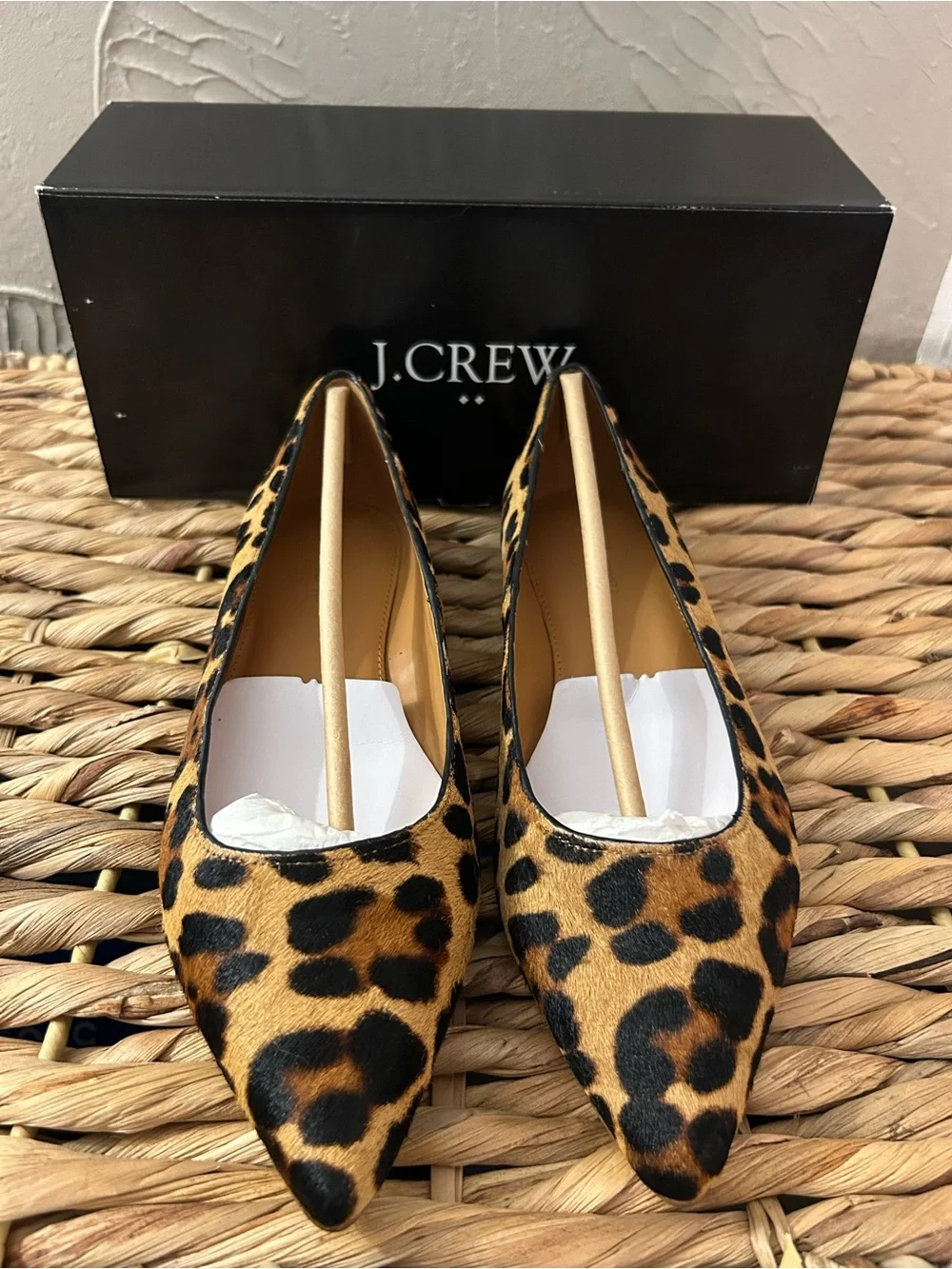 J. Crew Leopard Print Pointed Toe Flats - Brown/Black